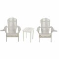 Bold Fontier 35 x 32 x 28 in. 2 Foldable Chair with Cup Holder & 1 End Table, White BO3282570